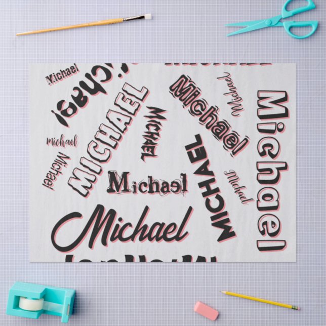 Your name pattern monogram rose colour shadow tissue paper (Craft)