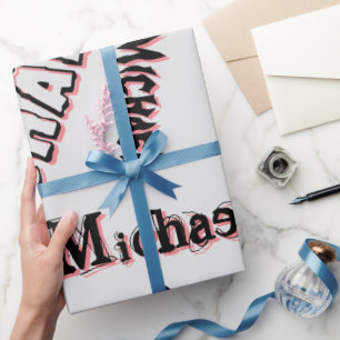 Your name pattern monogram rose colour shadow wrap wrapping paper