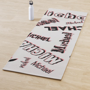 Your name pattern monogram rose colour shadow yoga mat