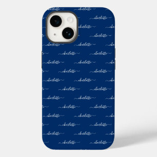 Your Name Pattern, Navy Blue Case-Mate iPhone 14 Case