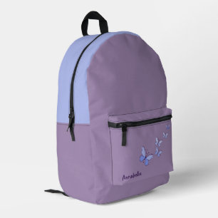 Your Name Periwinkle Butterflies Violet Printed Backpack