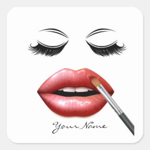Your Name Personalised Lips And Eyelashes Square Sticker