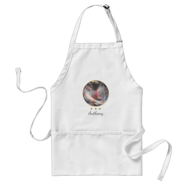 Your Name & Photo 3 Stars Smoke Apron (Front)