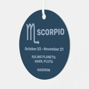 YOUR Name & Photo Zodiac Sign Scorpio Metal Tree Decoration
