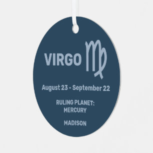 YOUR Name & Photo Zodiac Sign Virgo Metal Tree Decoration