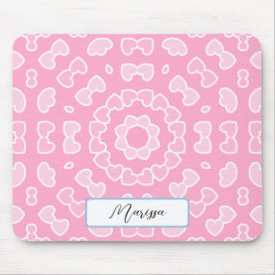 Your Name - Pink Hearts Pattern Mouse Pad