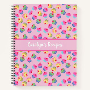 Your name, pink, recipe book, cupcakes notebook