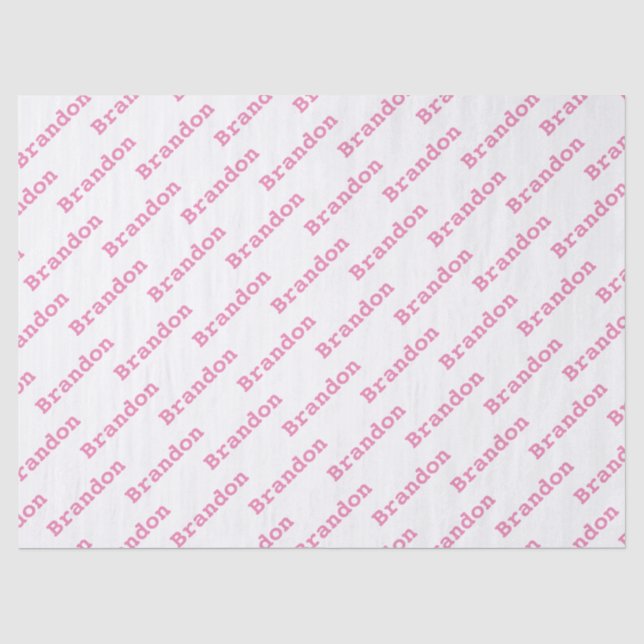 Your Name Pink/White Birthday Text Pattern Tissue Paper (Front)