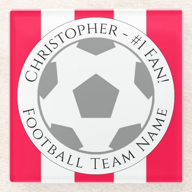 Your Name plus Football Team Name Glass Coaster (Front)