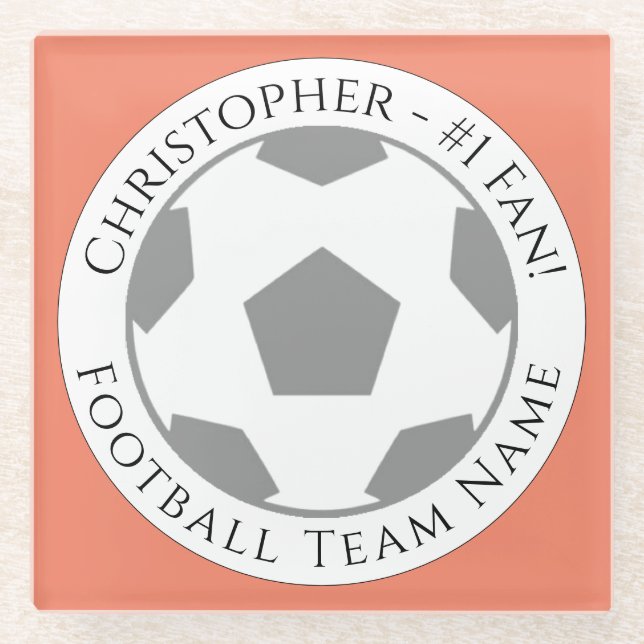Your Name plus Football Team Name Glass Coaster (Front)