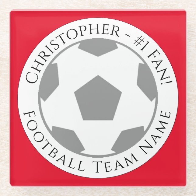 Your Name plus Football Team Name Glass Coaster (Front)