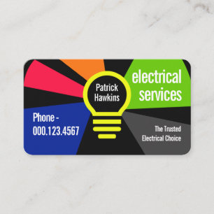 Your Name Powers Electric Bulb Business Card