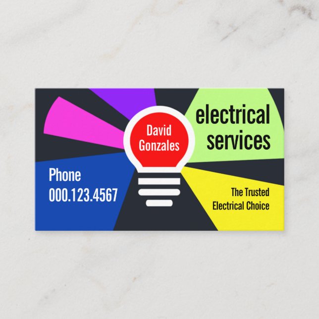 Your Name Powers Light Bulb Business Card (Front)