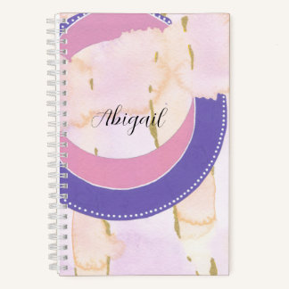 Your name, pretty mixed media abstract, pink lilac notebook