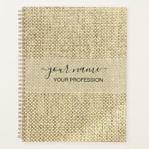Your name & Profession black and beige linen Planner