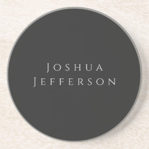 Your Name Professional Creative Plain Black Grey Coaster