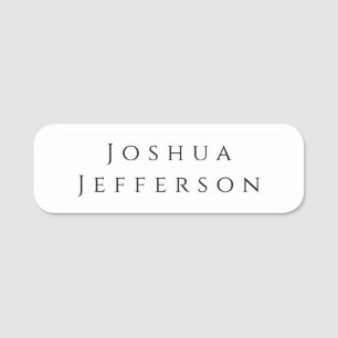 Your Name Professional Creative Plain Black White Name Tag
