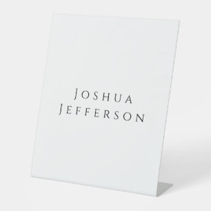 Your Name Professional Creative Plain Black White Pedestal Sign