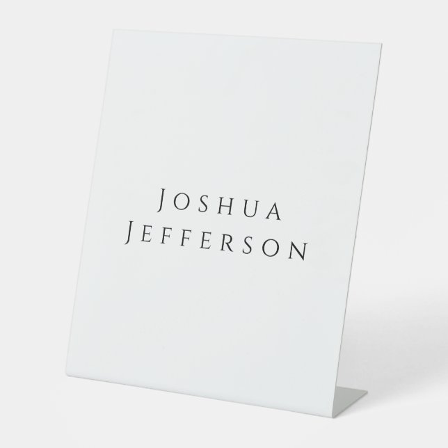 Your Name Professional Creative Plain Black White Pedestal Sign (Front)