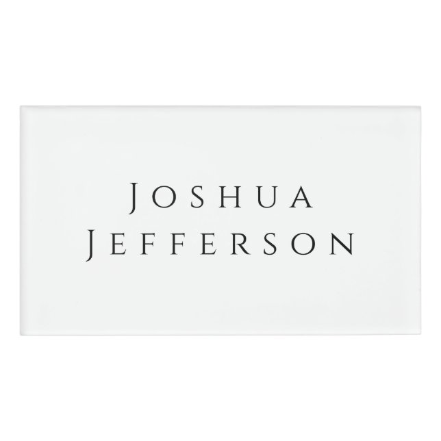 Your Name Professional Creative Plain Black White Tag (Front)