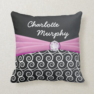 Your Name Purple Silk Bling Cushion