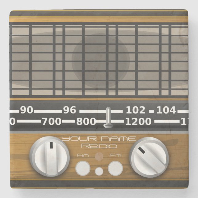 Your Name Radio Personalised Disc Jockey Stone Coaster (Front)