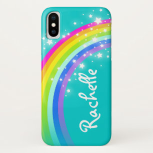 Your name rainbow aqua teal iphone case