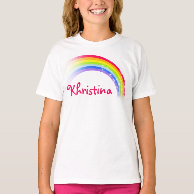"Your name" rainbow kids top (Front)