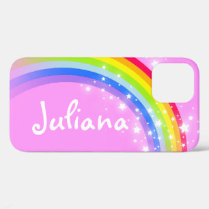 Your name rainbow light pink star sky  iPhone 12 pro case