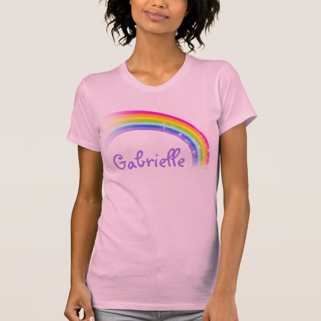 "Your name" rainbow purple & pink ladies t-shirt (Front)
