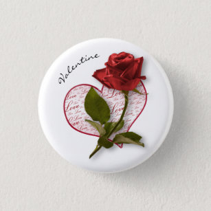 Your Name   Red Rose & Stem Floral Photography 3 Cm Round Badge