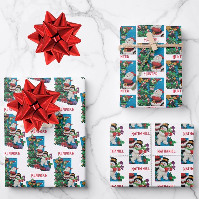 Your Name(s) Custom Cute Christmas Holiday Wrapping Paper Sheet (Creator Uploaded)
