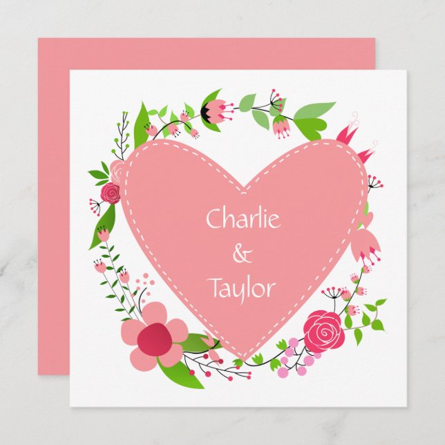 Your Name(s) in a Heart custom invitations (Front/Back)