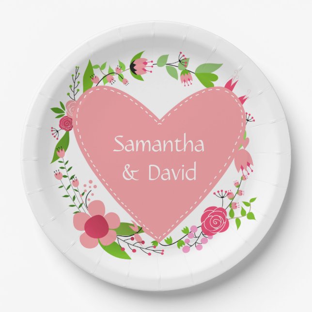 Your Name(s) in a Heart paper plates (Front)