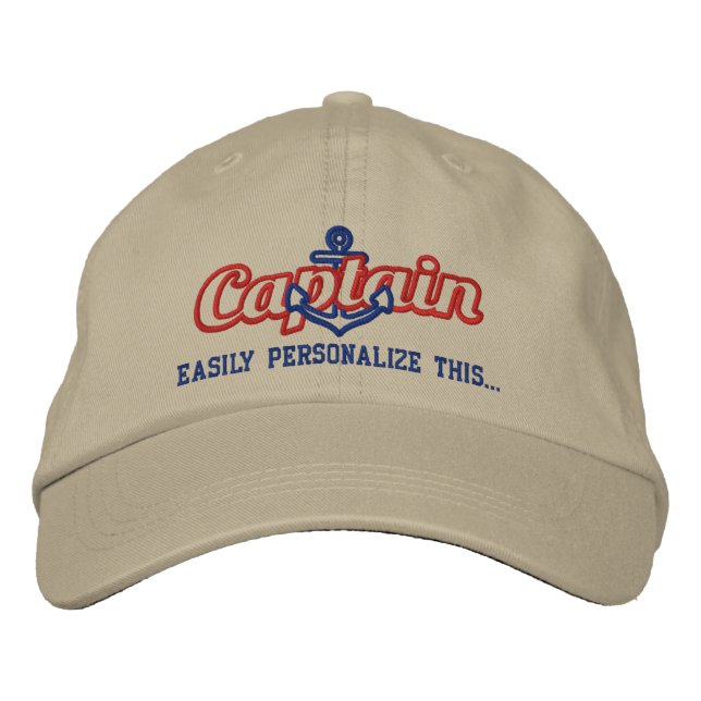 Your Name Sea Captain Nautical Anchor Embroidery Embroidered Hat (Front)