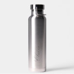 Your Name Silver Water Bottle<br><div class="desc">Personalise this sleek water bottle with your name in an elegant black script.</div>