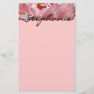 Your Name stationery PINK Rose Flower custom