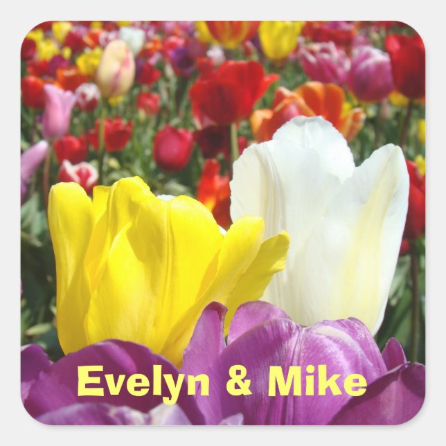 Your Name sticker Tulip Flowers His Her name (Front)