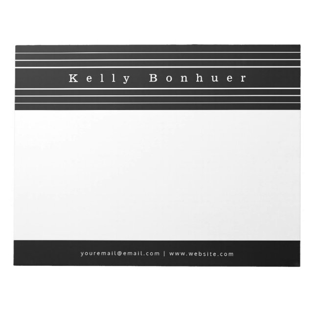 Your Name & Stripes | Black & White Notepad (Front)