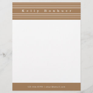 Your Name & Stripes Light Brown Custom Letterhead