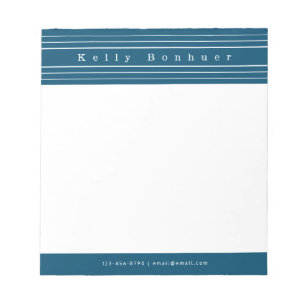 Your Name & Stripes Ocean Blue Notepad