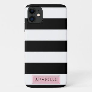 Your Name - Stripes (Parallel Lines) - Black Pink Case-Mate iPhone Case