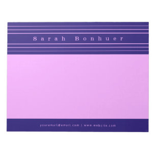 Your Name & Stripes Purple & Pink Notepad