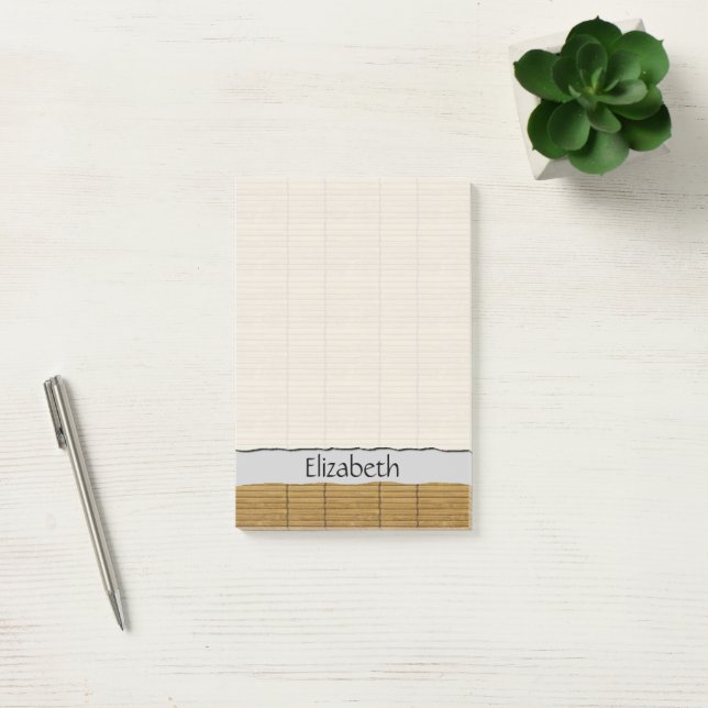 Your Name - Tatami Mat, Bamboo Planks - Brown Post-it Notes (Office)