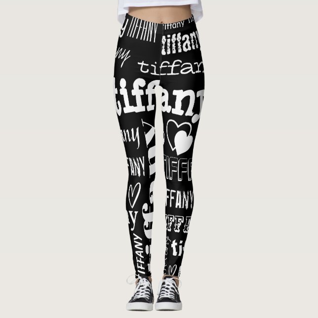 Your Name Text Pattern Custom Leggings (Front)