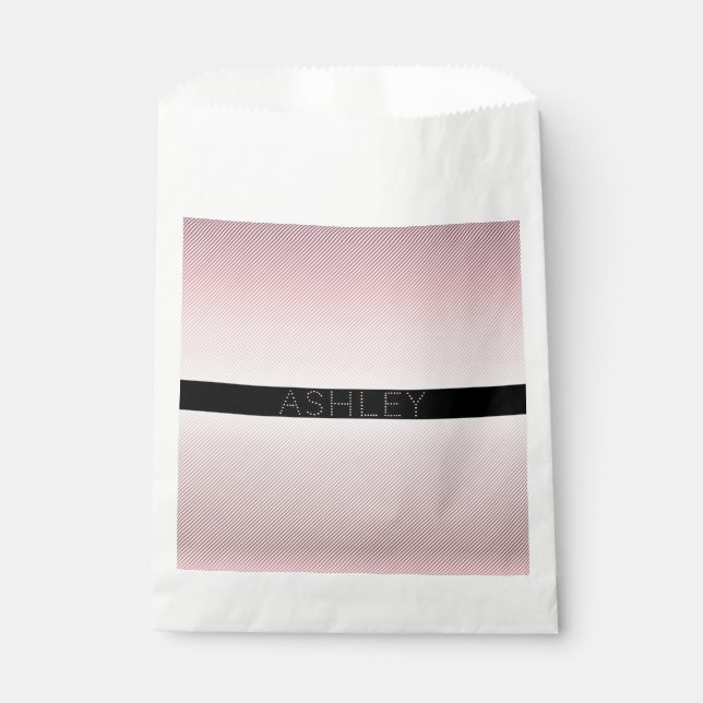 Your Name | Thin Rose Ombre & White Stripes Favour Bags (Front)