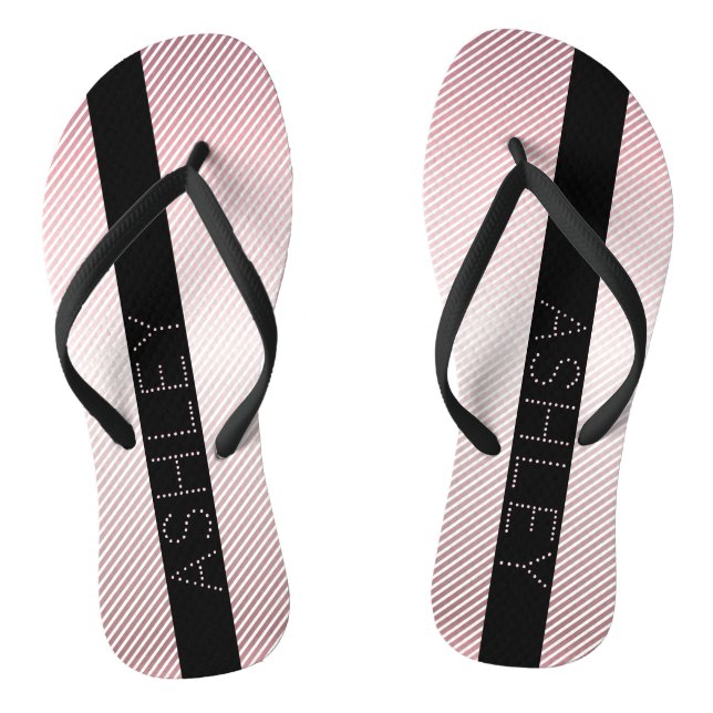 Your Name | Thin Rose Ombre & White Stripes Jandals (Footbed)