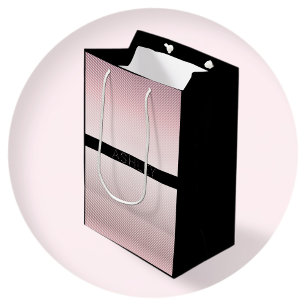 Your Name   Thin Rose Ombre & White Stripes Medium Gift Bag