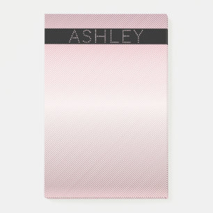 Your Name Thin Rose Ombre & White Stripes Post-it Notes