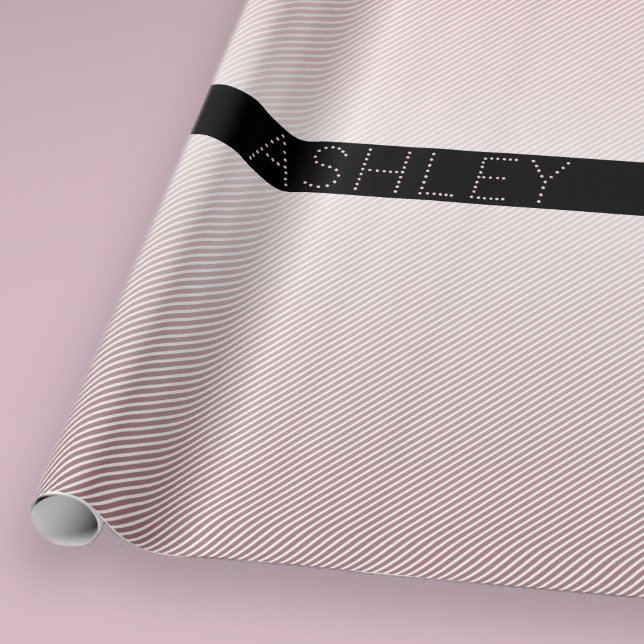 Your Name | Thin Rose Ombre & White Stripes Wrapping Paper (Creator Uploaded)